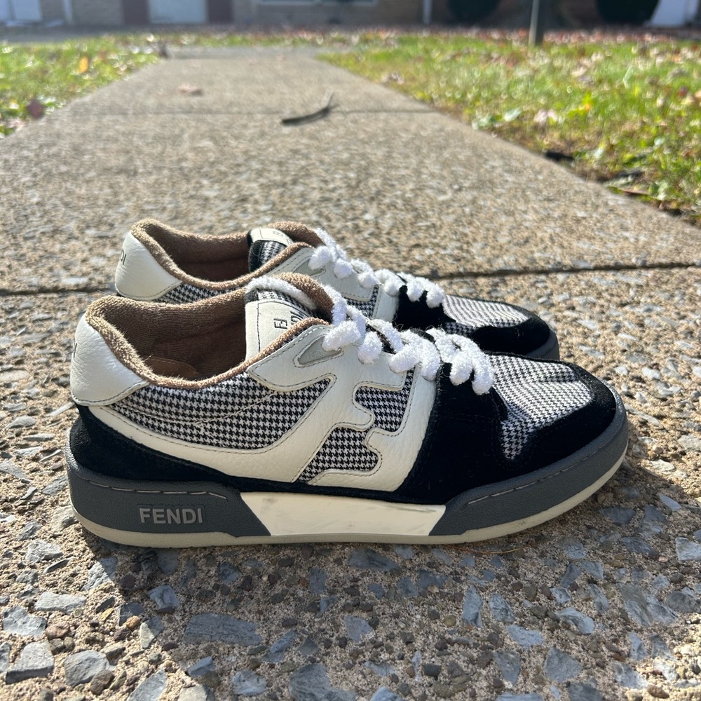 Fendi Black, White, and Tan Sneakers